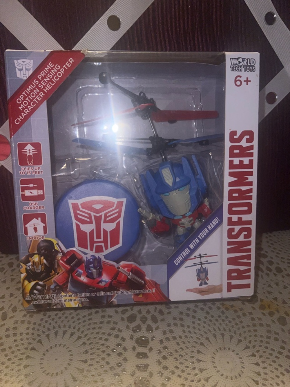 Transformers Optimus Prime Flying Helicopter Toy - Blue & Red